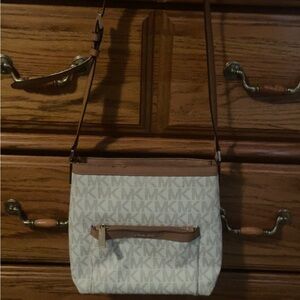 Michael Kors Cream and Brown Crossbody Bag